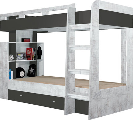 Detská poschodová posteľ Tablo 13 (bez matraca) grafit/enigma 227x165x117