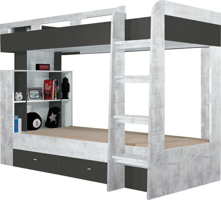 Detská poschodová posteľ Tablo 13 (bez matraca) grafit/enigma 227x165x117