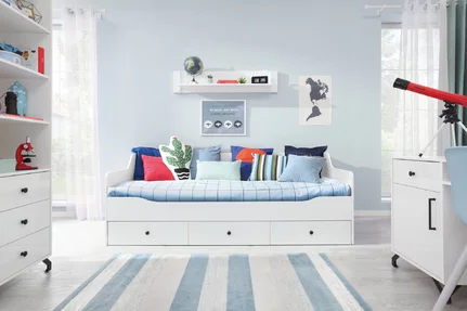Detská posteľ s úložným priestorom BE13 (bez matraca) biela 204x94x75