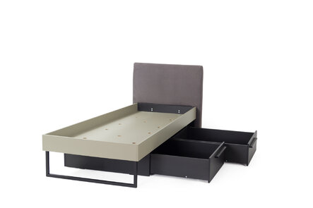 Detská posteľ s úložným priestorom SE12 L/P (bez matraca) eukalyptus/dub baltský/čierny onyx 212x107x92