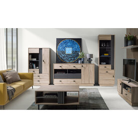 Komoda AL08 dub estana/antracit 155x40x85