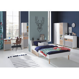 Komoda FR10 biela/dub artisan/šedá 85x40x90