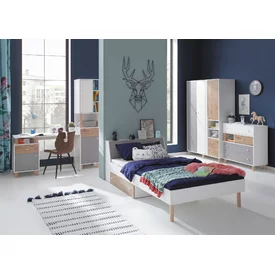 Komoda FR11 biela/dub artisan/šedá 90x40x90