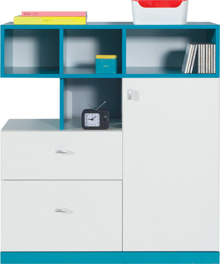 Komoda MB09 biela/tyrkys 90x40x100