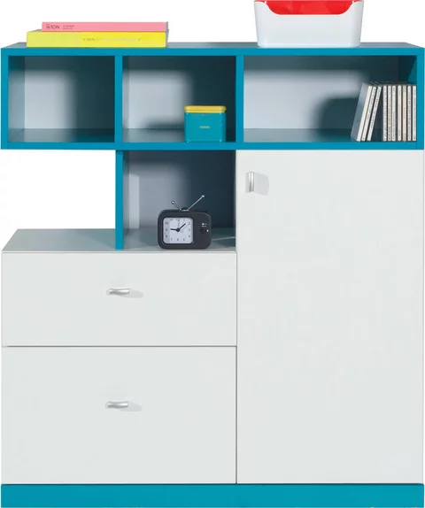 Komoda MB09 biela/tyrkys 90x40x100