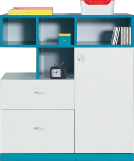 Komoda MB09 biela/tyrkys 90x40x100