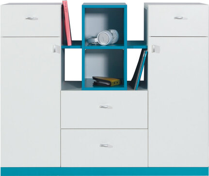 Komoda MB10 biela/tyrkys 120x40x100