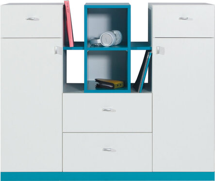 Komoda MB10 biela/tyrkys 120x40x100