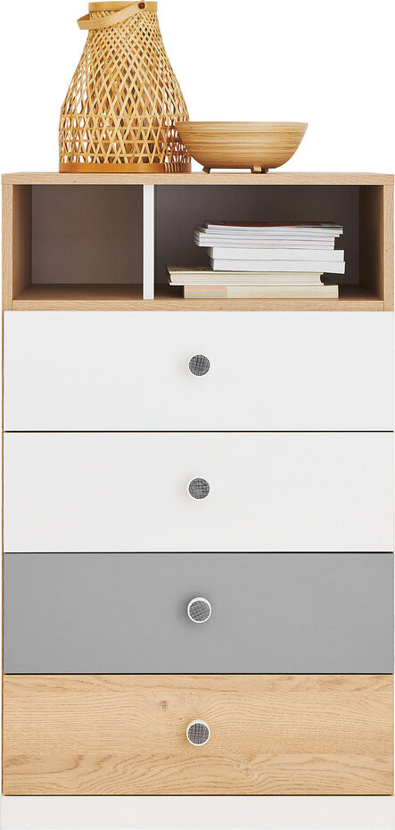 Komoda PX10 dub sušienkový/biela/sivá 60x40x100