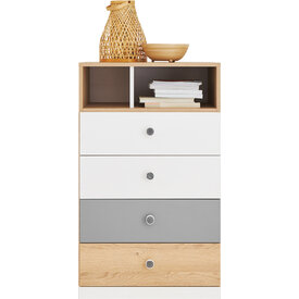 Komoda PX10 dub sušienkový/biela/sivá 60x40x100