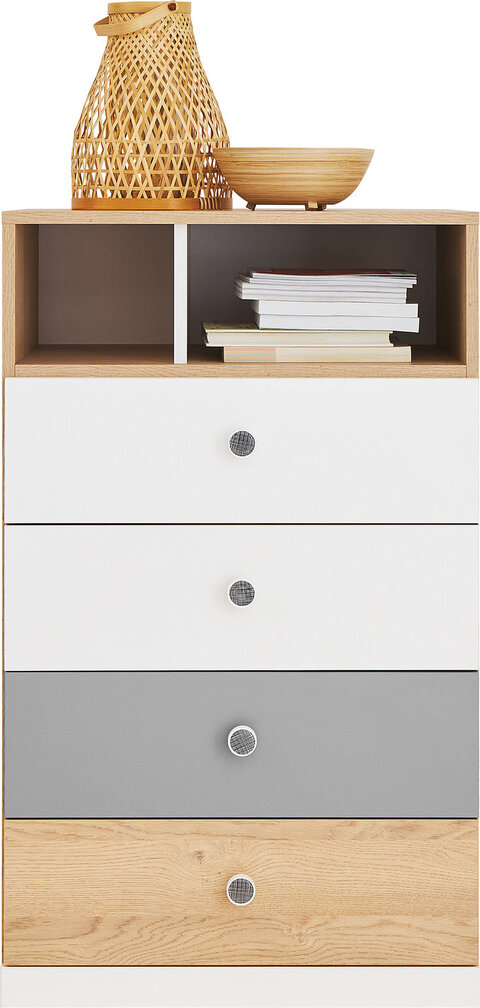 Komoda PX10 dub sušienkový/biela/sivá 60x40x100