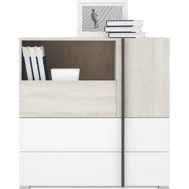 Komoda RM08 dub wilton biely/biela/antracit 90x40x90