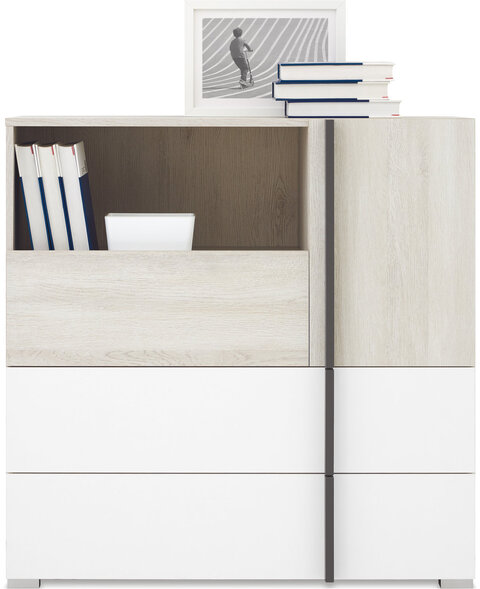 Komoda RM08 dub wilton biely/biela/antracit 90x40x90