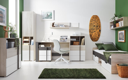 Komoda RM09 dub wilton biely/biela/antracit 120x40x90