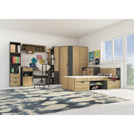 Komoda s kontajnerom NN08 grafit/dub riviera 90x40x85