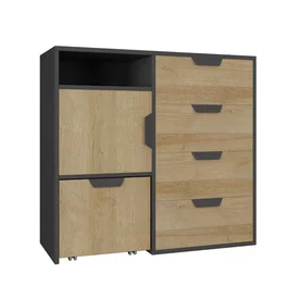 Komoda s kontajnerom NN08 grafit/dub riviera 90x40x85