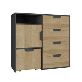 Komoda s kontajnerom NN08 grafit/dub riviera 90x40x85