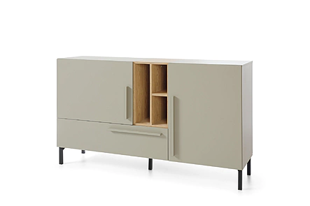 Komoda SE06 eukalyptus/dub baltský/čierny onyx 155x40x90