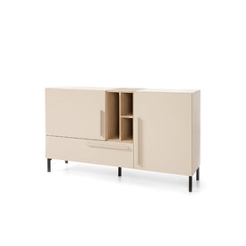 Komoda SE06 pieskovo béžová/dub olejovaný/kráľovská modrá 155x40x90