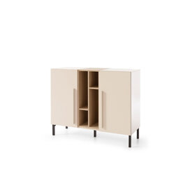 Komoda SE07 pieskovo béžová/dub olejovaný/kráľovská modrá 110x40x90