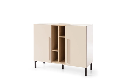 Komoda SE07 pieskovo béžová/dub olejovaný/kráľovská modrá 110x40x90
