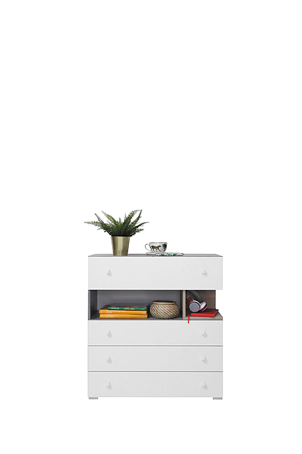 Komoda Sigma 11 betón/biela/dub 85x90x40