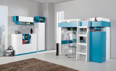 Nástená skrinka MB13 biela/tyrkys 100x26,5x40