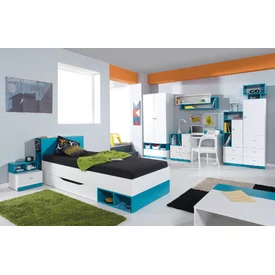 Nočný stolík MB17 biela/tyrkys 40x35x40