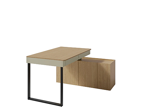 Písací stôl LC10 L/P eukalyptus/dub baltik 131x140x74,5