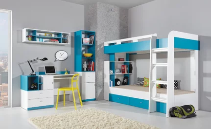 Písací stôl MB11 biela/tyrkys 130x55x83