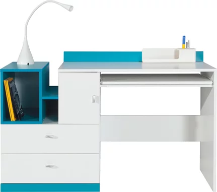 Písací stôl MB11 biela/tyrkys 130x55x83