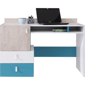 Písací stôl PL09 biela/dub/morská 125x55x86