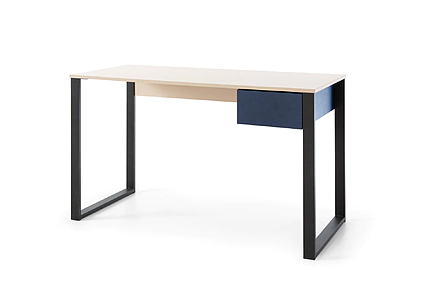 Písací stôl SE09 pieskovo béžová/dub olejovaný/kráľovská modrá 125x56x74,5