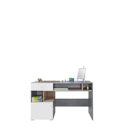 Písací stôl Sigma 10 betón/biela/dub 125x76x55
