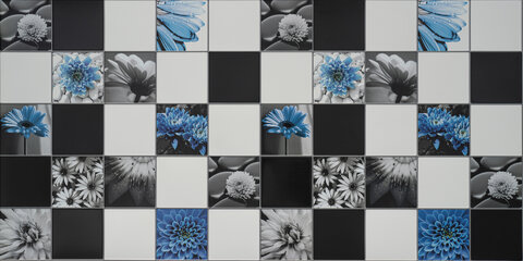 Plastový panel Mosaic blue flowers