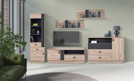 Polica AL12 dub estana/antracit 110x30x30