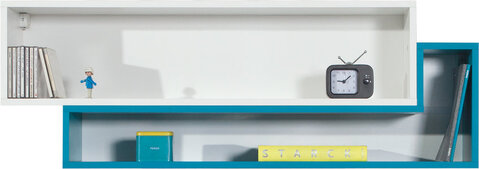 Polica MB14 biela/tyrkys 115x25x40