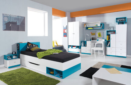 Polica MB14 biela/tyrkys 115x25x40