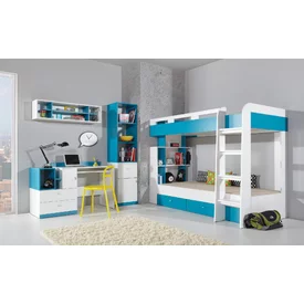 Polica MB15 biela/tyrkys 115x25x30
