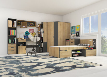 Polica NN12 grafit/dub riviera 110x28,5x40