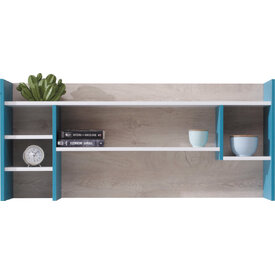 Polica PL11 biela/dub/morská 125x24x55