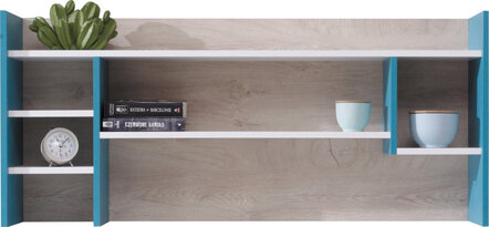 Polica PL11 biela/dub/morská 125x24x55