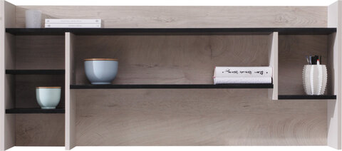 Polica PL11 čierna/dub/béžová 125x24x55