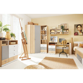 Polica PX13 dub sušienkový/biela/sivá 105x22x30