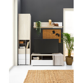 Polica RM13 dub wilton biely/biela/antracit 120x25x25