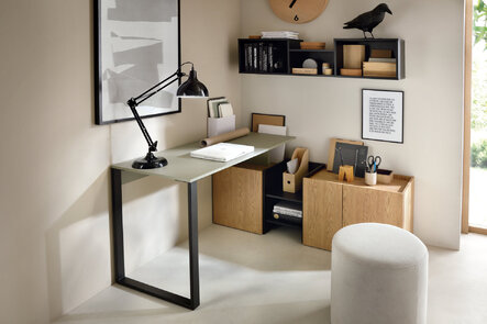 Polica SE10 eukalyptus/dub baltský/čierny onyx 120x25x30