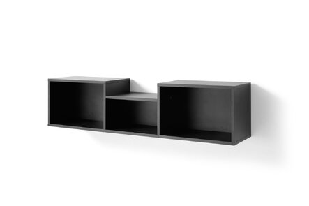 Polica SE11 eukalyptus/dub baltský/čierny onyx 125x25x30