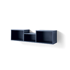 Polica SE11 pieskovo béžová/dub olejovaný/kráľovská modrá 125x25x30