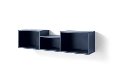 Polica SE11 pieskovo béžová/dub olejovaný/kráľovská modrá 125x25x30