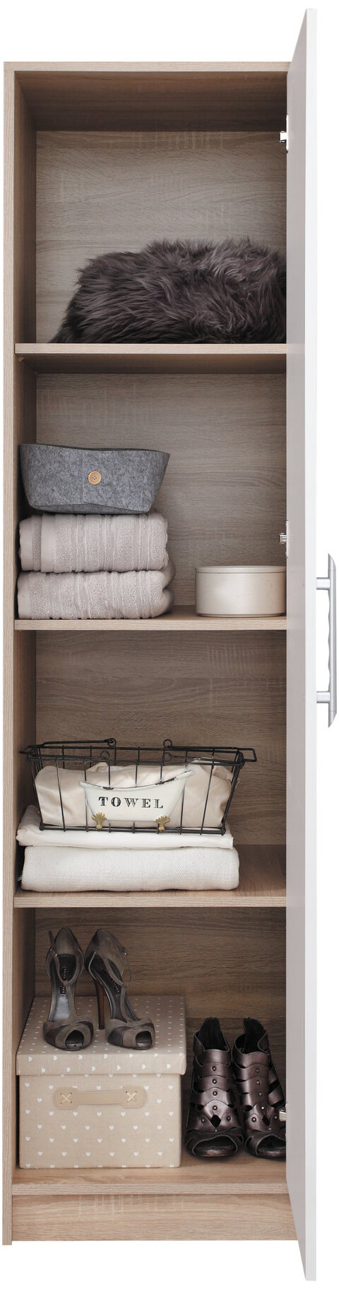 Poličková skriňa Smart 5 L/P biela/dub sonoma 50x190x56